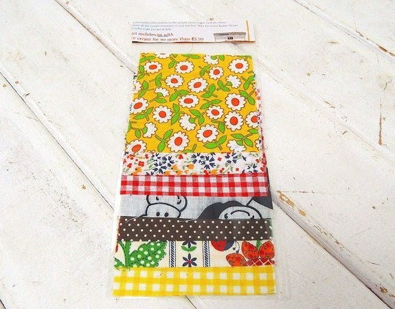 レトロポップ・ヴィンテージ・ファブリック・10cm角・はぎれ7枚セット/生地 USA