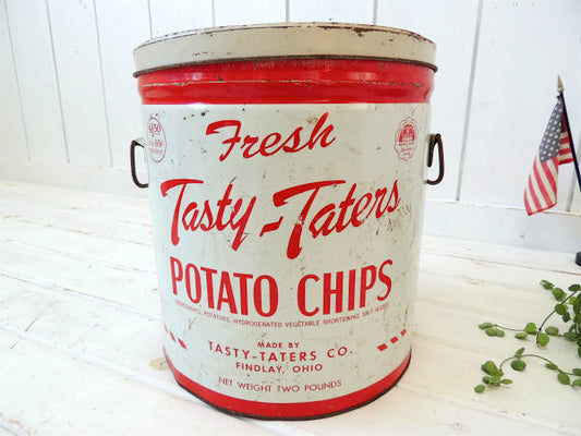 【Tasty Taters】ポテトチップス・ビンテージ・ティン缶/チップス缶/菓子缶 USA