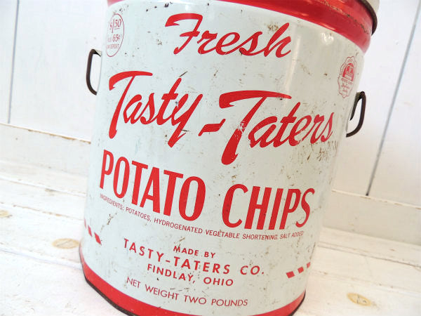 【Tasty Taters】ポテトチップス・ビンテージ・ティン缶/チップス缶/菓子缶 USA