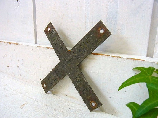 【U.S.Navy】アメリカ海軍・真鍮製・十字型・40’sアンティーク・船内プレート/標示プレート