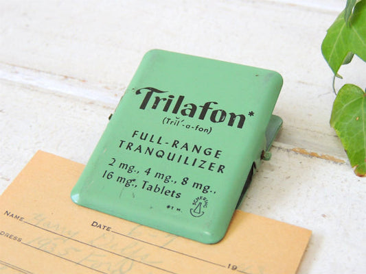 【Trilafo・薬】ミントグリーン・ノベルティ・ヴィンテージ・ペーパークリップ・クリップ USA
