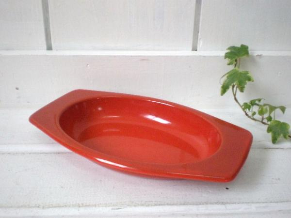 USA・赤色・アンティーク・ホーロー・グラタン皿・食器・キッチン雑貨