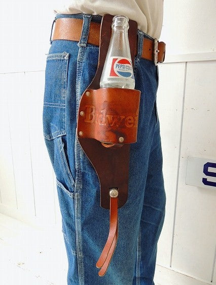 【Budweiser】バドワイザー・レザー製・ヴィンテージ・ビールホルスター/ボトルホルダー・ベルト