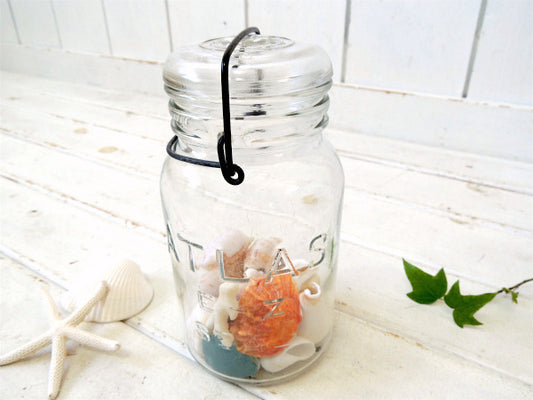 【ATLAS】ヘーゼルアトラス・アンティーク・ワイヤー・ガラスジャー/保存瓶(クリア) USA