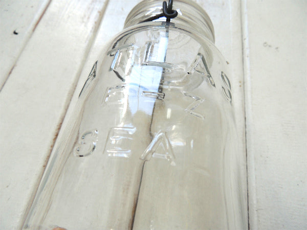【ATLAS】ヘーゼルアトラス・アンティーク・ワイヤー・ガラスジャー/保存瓶(クリア) USA