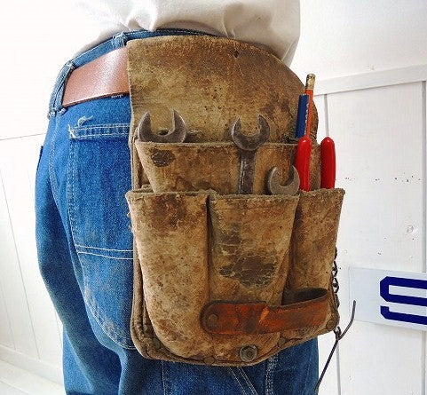 USA!レザー製・7ポケット・ツールポーチ・DIY/工具エプロン/ツールエプロン/ワークエプロン
