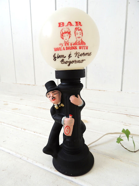 【1960〜70's・BAR・看板・USA】ヴィンテージ・テーブルランプ・卓上ランプ・陶器製・人形