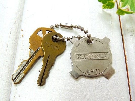 【CRAFTSMAN/4way/ドライバー/DIY】キーホルダー・真鍮製 鍵2本付き