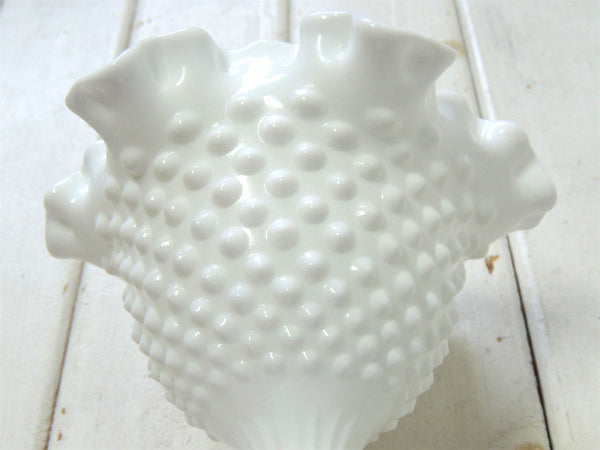 Fenton フェントン ホブネイル・ホワイト・ミルクガラス・ビンテージ・コンポート・脚付き皿