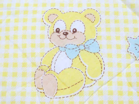 テディベア&木馬&汽車&オモチャ柄・ヴィンテージ・2つ折りベビーマット・おくるみ・ブランケット