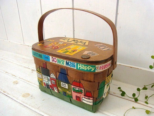 【Caro-Nan】1967年・トラベルシリーズ・アンティーク・カロナンバスケット/カゴバッグ