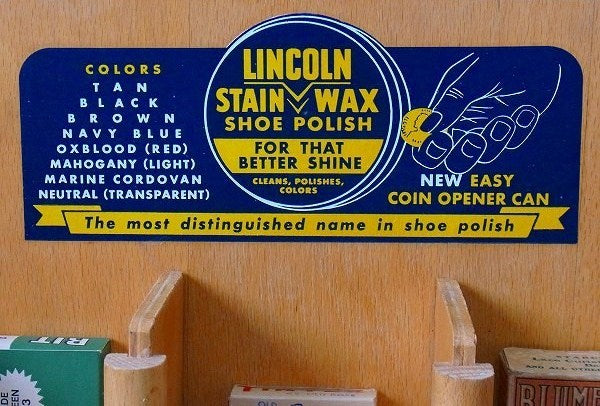 【LINCOLN SHOE POLISH】陳列用・木製ヴィンテージ・ディスプレイ・スタンド/シェルフ