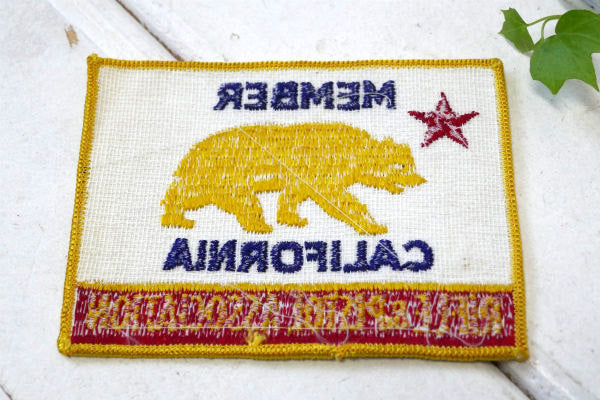 カリフォルニア州旗・CALIFORNIA・グリズリー・刺繍・ワッペン・アメリカンビンテージ・USA