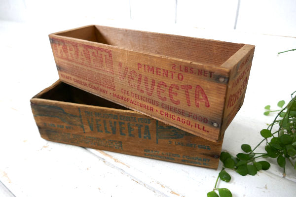 【KRAFT VELVEETA】クラフト社・イリノイ州・木製・アンティーク・チーズボックス・木箱