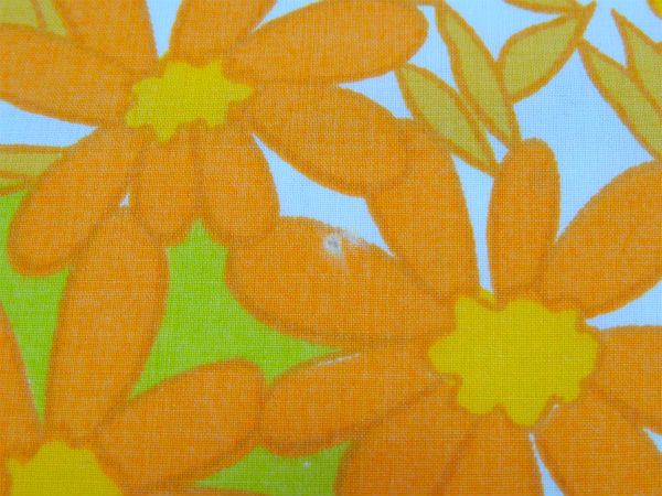 【Penneys】ペニーズ・カラフルなイエローの花柄・ヴィンテージ・USEDフラットシーツ(1/2)