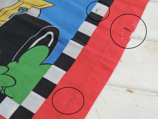 【ミッキーマウス】F1レーサー×チェッカーフラッグ・ヴィンテージ・ピロケース/枕カバー USA