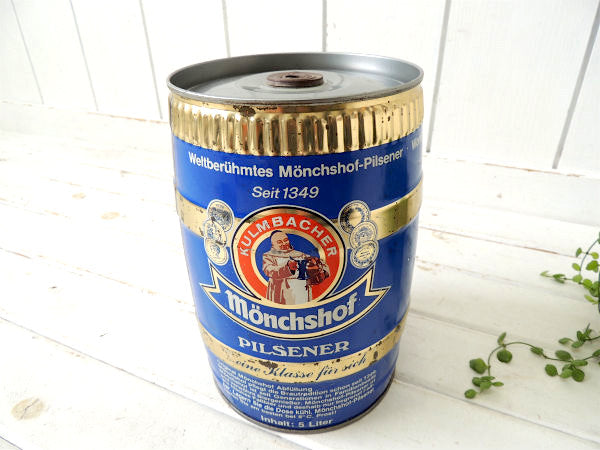【Monchshof・BEER】ビール会社・ヴィンテージ・アドバタイジング・樽型・ブリキ缶・看板