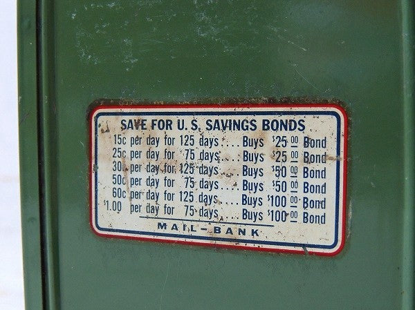 【MAIL BANK】TOY・メタル製・メールボックス形・ヴィンテージ・コインバンク/貯金箱 USA