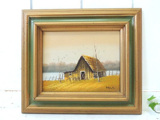 USA・アンティーク 直筆サイン・木製・フレーム・額・油絵・Antique・アメリカ・絵画