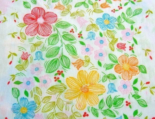 カラフルな花柄・ヴィンテージ・ユーズドシーツ(ボックスタイプ) USA