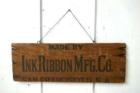 USA インクリボン・サンフランシスコ・ヴィンテージ・ウッドプレート・木製サイン・看板・壁掛け