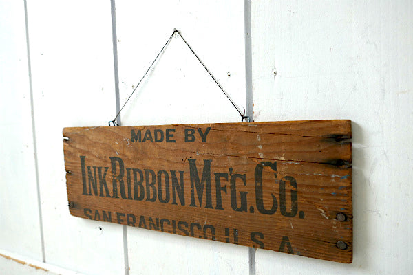 USA インクリボン・サンフランシスコ・ヴィンテージ・ウッドプレート・木製サイン・看板・壁掛け