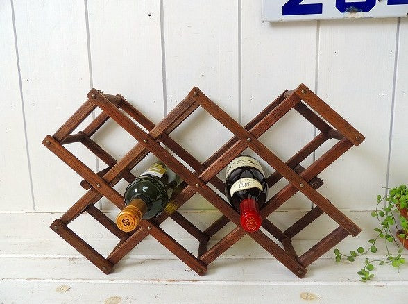 【木製・折りたたみ式】アンティーク・ワインラック・ボトルラック・カリフォルニアワイン