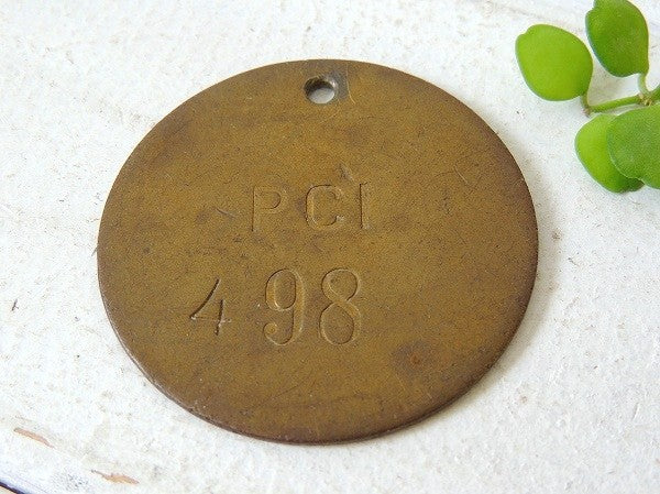 【PCI・498・ナンバータグ】USA・ビンテージ・真鍮製・メダル・アクセサリー・パーツ