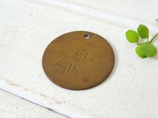 【PCI・498・ナンバータグ】USA・ビンテージ・真鍮製・メダル・アクセサリー・パーツ