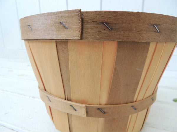 ウッドバスケット USA ハンドル付き 木製・ヴィンテージ・バスケット ブッシェルバスケット