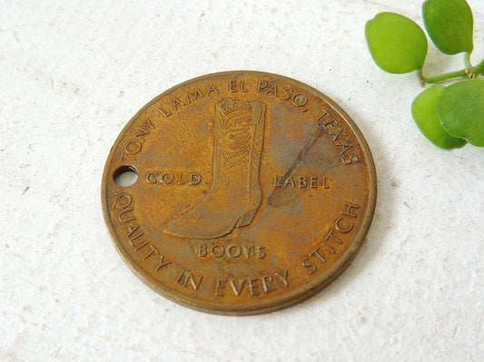 トニーラマ・ゴールドラベル・真鍮・ビンテージ・メダルコイン ウエスタン ブーツ キーホルダー