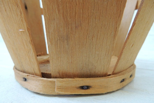 USA・ 木製・アンティーク・アップルバスケット/ウッドバスケット/ラウンドバスケット②