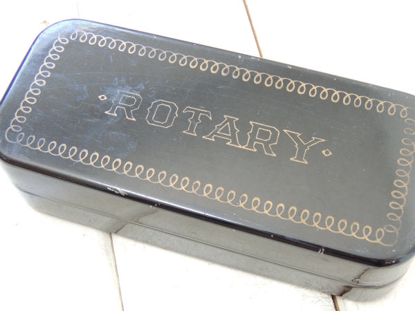 【ROTARY】黒色・ミシン部品用・パーツ・ケース・アンティーク・ティン缶・小物入れ・USA・ブリキ