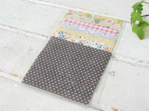 フラワー×ドット×チェック柄・ヴィンテージ・ファブリック・10cm角はぎれ・7枚セット/生地 USA