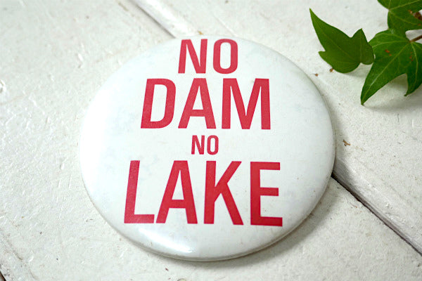 【NO DAM・NO LAKE】メッセージ・自然破壊・反対運動・ヴィンテージ・アメリカ・缶バッジ