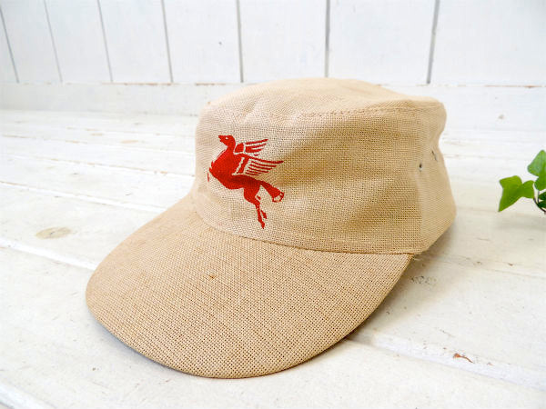 【Mobil・モービル・オイル】ヴィンテージ・アドバタイジング・キャップ・帽子・ペガサス・モーター系