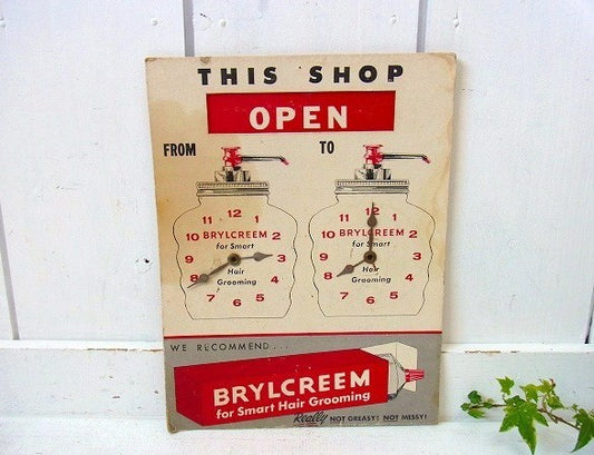 【ブリルクリーム】ノベルティ・アンティーク・オープンサイン/クロックサイン