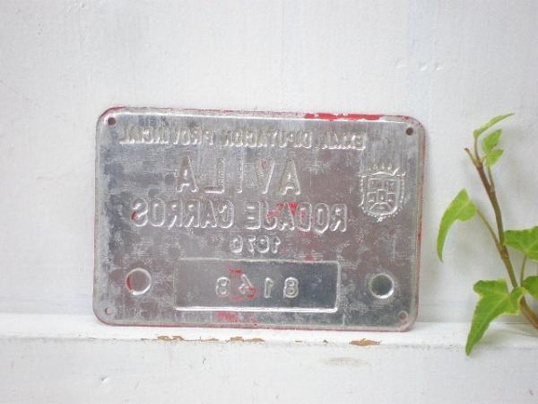 スペイン　ナンバー入りの小さなティン製・アンティーク・サイン/看板