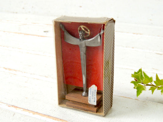 【Peltro】イタリア・ピューター×木製・ヴィンテージ・キリスト像・オブジェ・聖品