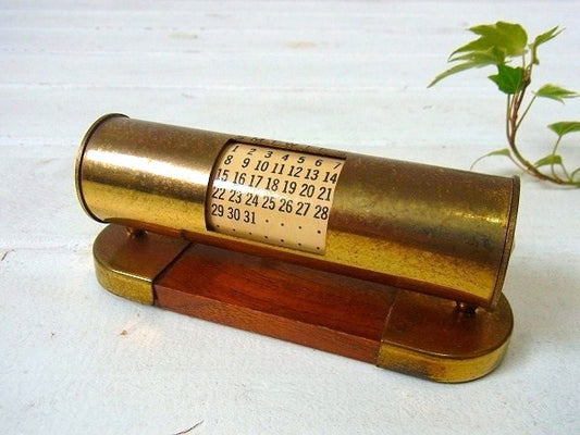 【パークシャーマン】真鍮製・アンティーク・デスクカレンダー USA