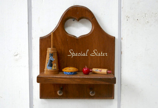 カントリー ハート キッチンモチーフ 木製 フック付き ヴィンテージ ウォールデコ 壁飾り USA