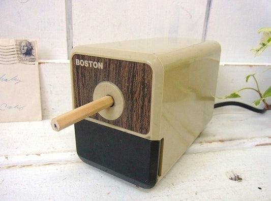 【BOSTON】ウッド柄・ヴィンテージ・電動鉛筆削り/ペンシルシャープナー/鉛筆削機 USA
