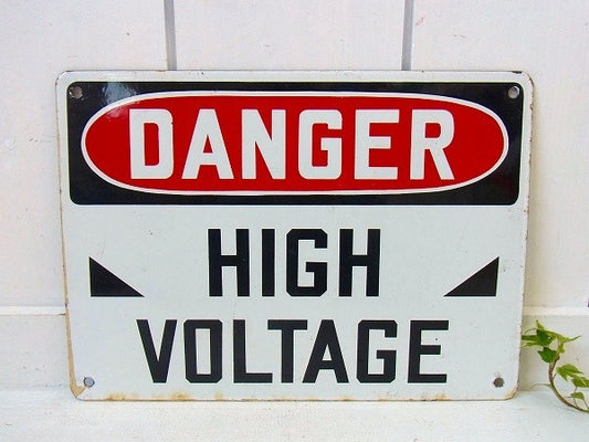【DANGER HIGH VOLTAGE】ヴィンテージ・ホーローサイン/看板 USA