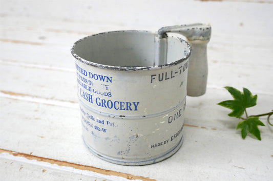 ERICKSON ティン製 シャビー 木製 ハンドル ヴィンテージ 粉ふるい フラワーシフター US