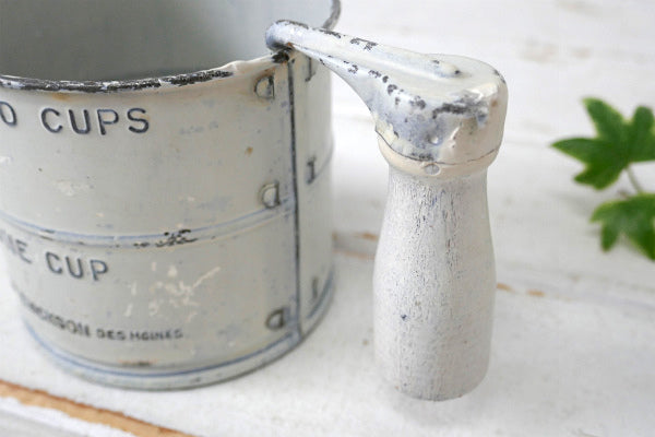 ERICKSON ティン製 シャビー 木製 ハンドル ヴィンテージ 粉ふるい フラワーシフター US