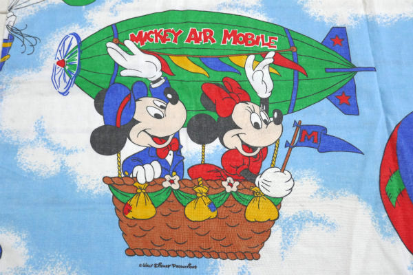ミッキー&フレンズ ディズニー 空飛ぶ飛行船 ヴィンテージ フラットシーツ スリムタイプ USA