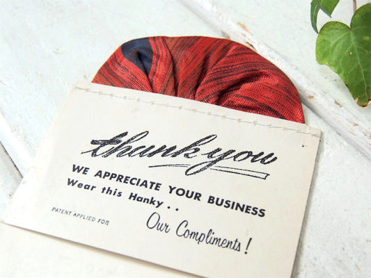 【Old Hicko】レッド×ネイビー・紳士用・ヴィンテージ・ポケットチーフ・アクセサリー②