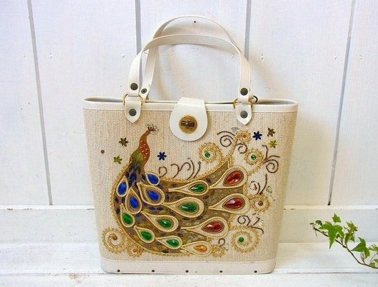 孔雀モチーフ・ヴィンテージ・ジュエリーバッグ USA