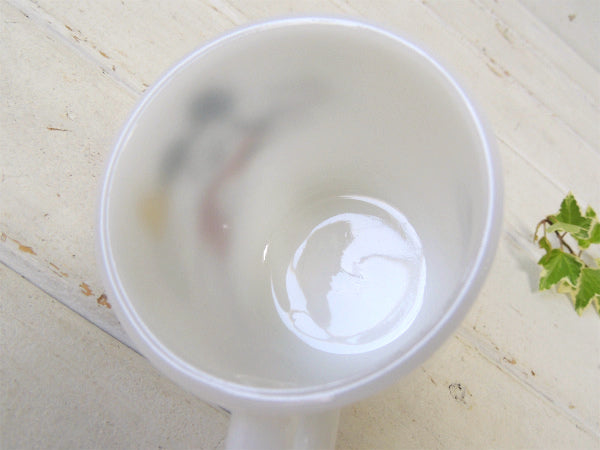 【ミッキーマウスクラブ】リビーグラス社・ミルクガラス製・ヴィンテージ・マグカップ/ハニービー