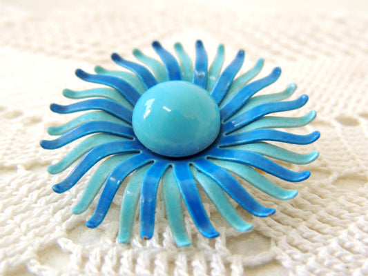 【レトロ可愛い水色フラワーモチーフ】ヴィンテージ・ブローチ/スカーフ留め/アクセサリー・1960~